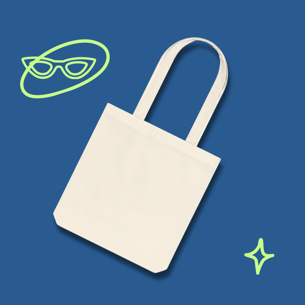 Anxious freelancer, accepts hugs - Woven Tote Bag (natural+blue)