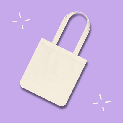 I'm a mixed bag - Woven Tote Bag (grey, natural+blue print)