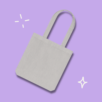 I'm a mixed bag - Woven Tote Bag (grey, natural+blue print)