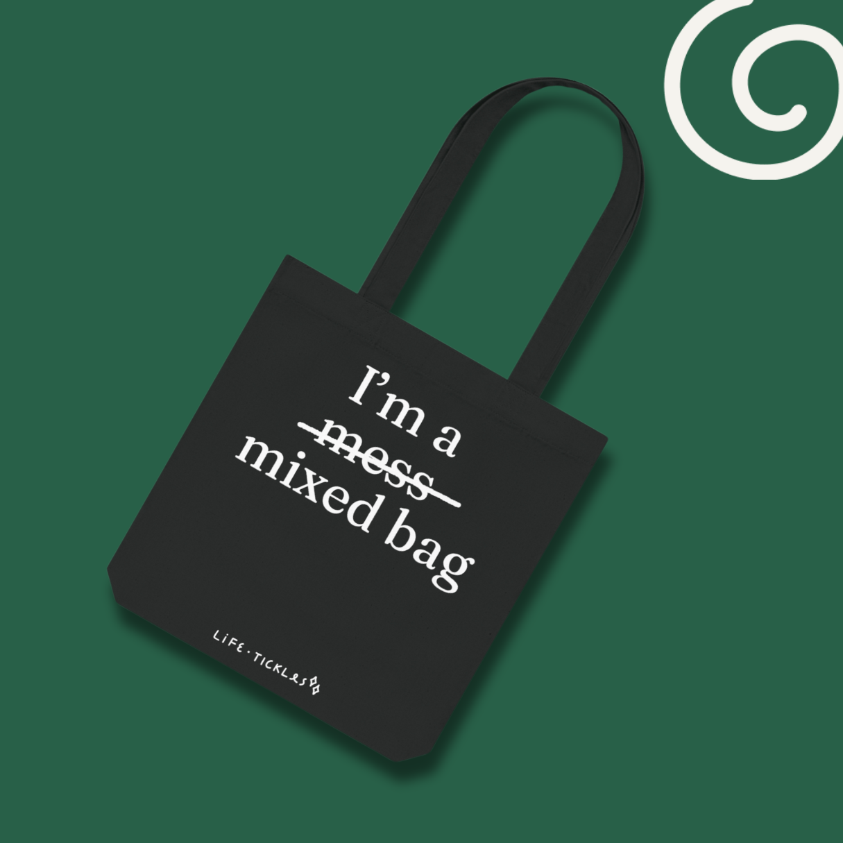 I'm a mixed bag - Woven Tote Bag (black+white)