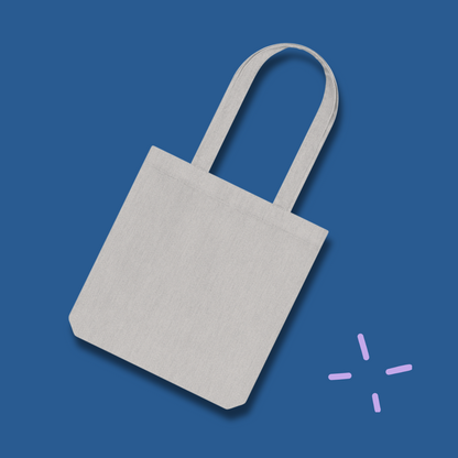 Freelancer by day, overthinker by night - Woven Tote Bag (illustration - grey, natural+blue)