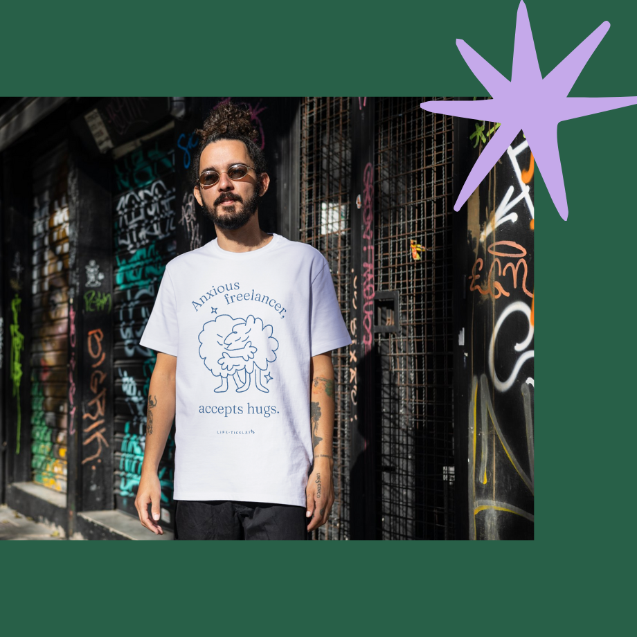 Anxious freelancer, accepts hugs - Men’s T-shirt (big print)