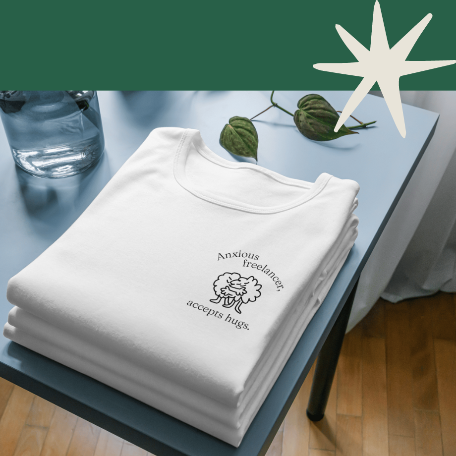 Anxious freelancer, accepts hugs - Men’s T-shirt (small print)